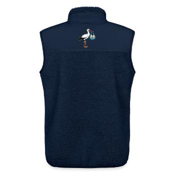 Storch mit Babys Zwillinge in Tuch blau - Unisex Sherpaweste von Stanley/Stella - Navy - Hinten - AI Model Male 178 light (178cm)
