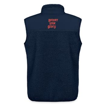 Power, Love & Glory | Weiß - Unisex Sherpaweste von Stanley/Stella - Navy - Hinten - AI Model Male 178 light (178cm)