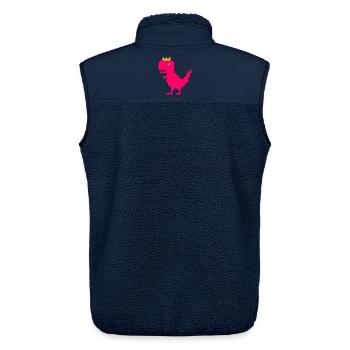 Rosa Dinosaurier mit goldener Krone - Unisex Sherpaweste von Stanley/Stella - Navy - Hinten - AI Model Male 178 light (178cm)