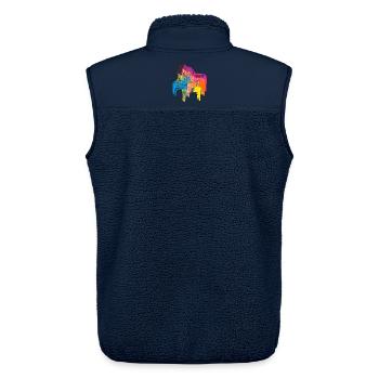 Pop Art Dala Pferde -Weihnachts Pulli Skandi Style - Unisex Sherpaweste von Stanley/Stella - Navy - Hinten - AI Model Male 178 light (178cm)
