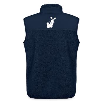 Funny White Dog - Unisex Sherpa Gilet by Stanley/Stella - navy - Back - AI Model Male 178 light (178cm)