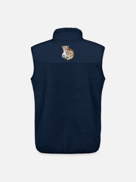 Leopard with gold and flowers - Unisex Sherpa Gilet by Stanley/Stella - navy