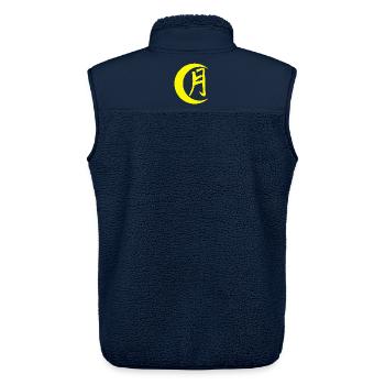 The word moon in Japanese (yellow) - Unisex Sherpa Gilet by Stanley/Stella - navy - Back - AI Model Male 178 light (178cm)