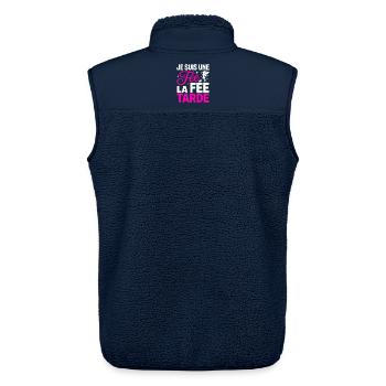 Je Suis Une Fée La Fée Tarde Humour Femme - Veste sans manches sherpa unisexe Stanley/Stella - marine - Dos - AI Model Male 178 light (178cm)