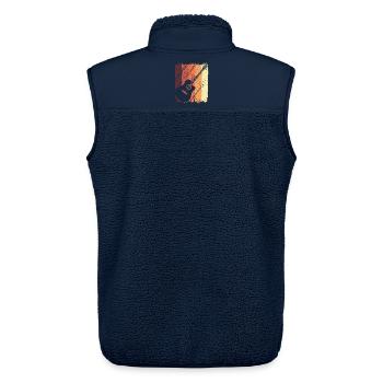 Akustikgitarre auf Sunset Stripes - Unisex Sherpaweste von Stanley/Stella - Navy - Hinten - AI Model Male 178 light (178cm)