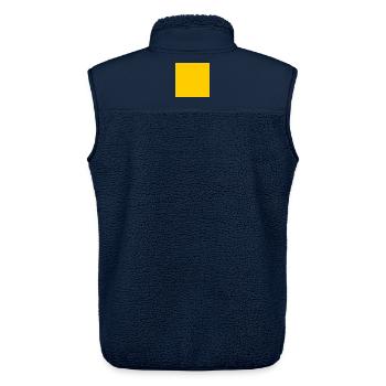 yellow background texture personalize template - Unisex Sherpa Gilet by Stanley/Stella - navy - Back - AI Model Male 178 light (178cm)