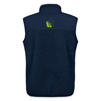 Abstrakte Feder / Linie / grün / Muster - Unisex Sherpaweste von Stanley/Stella - Navy - Hinten - AI Model Male 178 light (178cm)