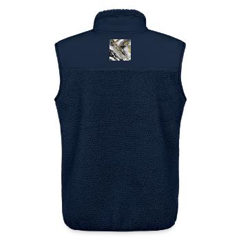 Marmor Schwarz Gold Naturstein - Unisex Sherpaweste von Stanley/Stella - Navy - Hinten - AI Model Male 178 light (178cm)