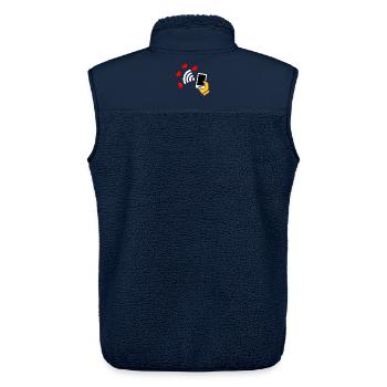 Smartphone in der Hand und Telefon mit süßen Herzen - Unisex Sherpaweste von Stanley/Stella - Navy - Hinten - AI Model Male 178 light (178cm)