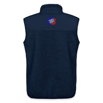 Cadeau Unique: 'French Papa' - Veste sans manches sherpa unisexe Stanley/Stella - marine - Dos - AI Model Male 178 light (178cm)