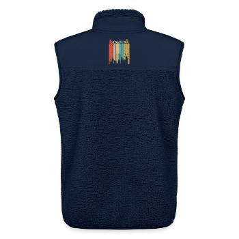 New York Skyline Retro Streifen - Unisex Sherpaweste von Stanley/Stella - Navy - Hinten - AI Model Male 178 light (178cm)