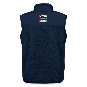 Liebe gewinnt Pride Herz - Unisex Sherpaweste von Stanley/Stella - Navy - Hinten - AI Model Male 178 light (178cm)