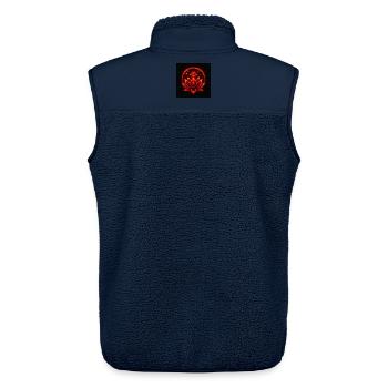 Cosmic Bloom – Spirituelles Lotus-Mandala Auge - Unisex Sherpaweste von Stanley/Stella - Navy - Hinten - AI Model Male 178 light (178cm)