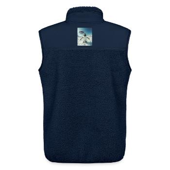 Penguin selfie with UFO - Unisex Sherpa Gilet by Stanley/Stella - navy - Back - AI Model Male 178 light (178cm)