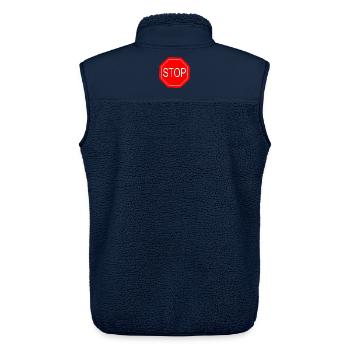 Stop Sign Bold Graphic Print - Unisex Sherpa Gilet by Stanley/Stella - navy - Back - AI Model Male 178 light (178cm)