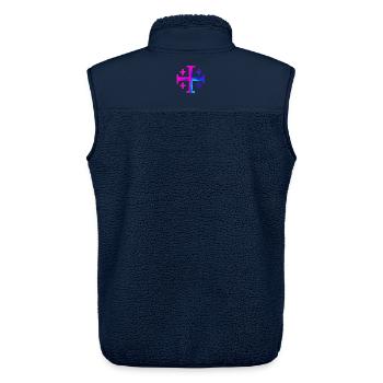 Kairos Kreuz (Jerusalemkreuz) – Galaxie - Unisex Sherpaweste von Stanley/Stella - Navy - Hinten - AI Model Male 178 light (178cm)
