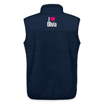 I Love Olivia Pink Heart I Love Olivia - Unisex Sherpa Gilet by Stanley/Stella - navy - Back - AI Model Male 178 light (178cm)