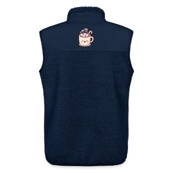 Kuschelmug mit Marshmallows & Zuckerstange - Unisex Sherpaweste von Stanley/Stella - Navy - Hinten - AI Model Male 178 light (178cm)
