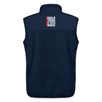 Hang In There It Gets Worse Lustiger Spaß Spruch - Unisex Sherpaweste von Stanley/Stella - Navy - Hinten - AI Model Male 178 light (178cm)