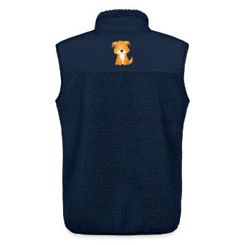 Hundefreund – süße und niedliche Illustration - Unisex Sherpaweste von Stanley/Stella - Navy - Hinten - AI Model Male 178 light (178cm)