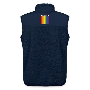 LGBT SAFE SPACE Uedvoezluenk welcome in Hungarian - Unisex Sherpa Gilet by Stanley/Stella - navy - Back - AI Model Male 178 light (178cm)