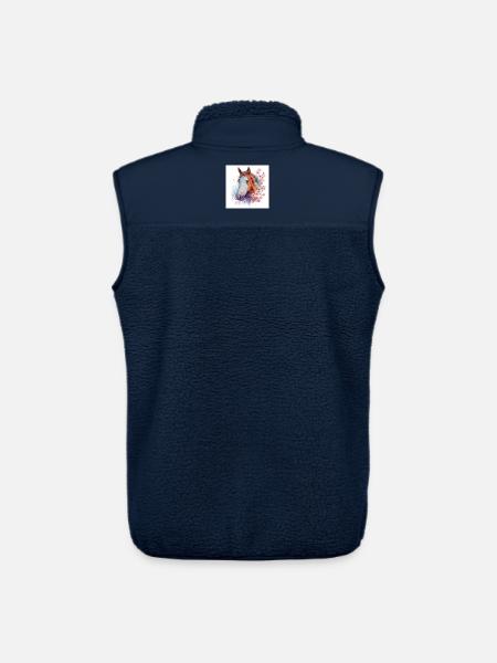 Aquarelle Cheval et Fleurs de cerisier - Veste sans manches sherpa unisexe Stanley/Stella - marine