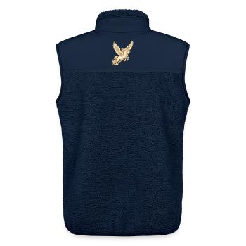 Geflügeltes Einhorn – Magisches Fantasy Motiv  - Unisex Sherpaweste von Stanley/Stella - Navy - Hinten - AI Model Male 178 light (178cm)