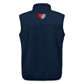 I Love Being Cozy Gemütlichkeit Zuhause Entspannt - Unisex Sherpaweste von Stanley/Stella - Navy - Hinten - AI Model Male 178 light (178cm)