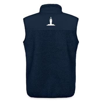 Yoga Silhouette Méditation Blanche - Veste sans manches sherpa unisexe Stanley/Stella - marine - Dos - AI Model Male 178 light (178cm)