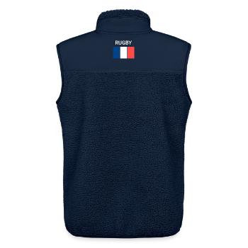 Rugby France - Veste sans manches sherpa unisexe Stanley/Stella - marine - Dos - AI Model Male 178 light (178cm)