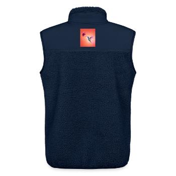 Kolibri fliegt zur Blüte - Unisex Sherpaweste von Stanley/Stella - Navy - Hinten - AI Model Male 178 light (178cm)