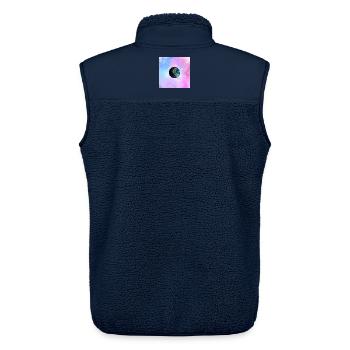 Globe terrestre dans une nébuleuse pastel - Veste sans manches sherpa unisexe Stanley/Stella - marine - Dos - AI Model Male 178 light (178cm)