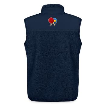 Tischtennis-Dynamik: Rot Blau Ball - Unisex Sherpaweste von Stanley/Stella - Navy - Hinten - AI Model Male 178 light (178cm)