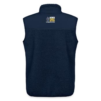Never Trust an Atom  - Unisex Sherpa Gilet by Stanley/Stella - navy - Back - AI Model Male 178 light (178cm)