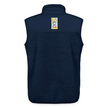 Pastell Bunny Osterhase auf gelbem Hintergrund - Unisex Sherpaweste von Stanley/Stella - Navy - Hinten - AI Model Male 178 light (178cm)