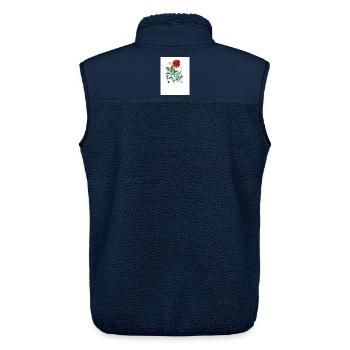 Red poppy in botanical illustration - Unisex Sherpa Gilet by Stanley/Stella - navy - Back - AI Model Male 178 light (178cm)