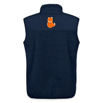 Rothaar Fuchs – Niedlich, schlau & Kawaii Cartoon - Unisex Sherpaweste von Stanley/Stella - Navy - Hinten - AI Model Male 178 light (178cm)