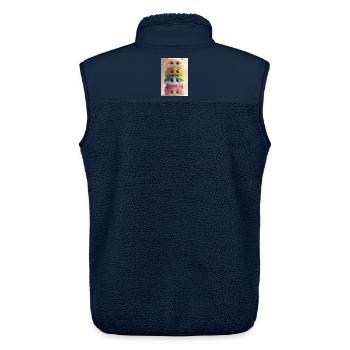 Stacked Rainbow Plush Cats - Unisex Sherpa Gilet by Stanley/Stella - navy - Back - AI Model Male 178 light (178cm)