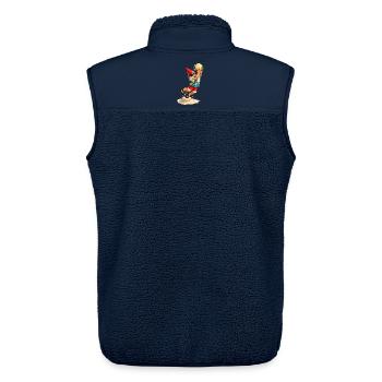 Gartenzwerg beim Strandvolleyball im Sommer  - Unisex Sherpaweste von Stanley/Stella - Navy - Hinten - AI Model Male 178 light (178cm)