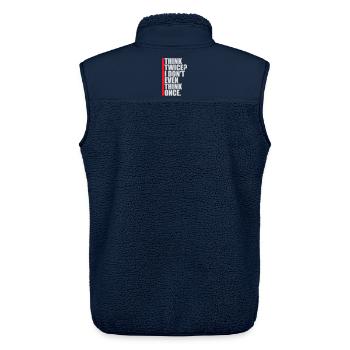 Réfléchissez deux fois ? Je ne pense même pas qu’une fois Lustig Spruch - Veste sans manches sherpa unisexe Stanley/Stella - marine - Dos - AI Model Male 178 light (178cm)