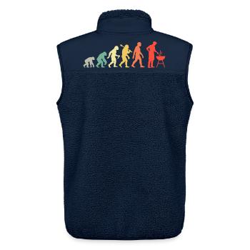Retro Grillen Evolution für BBQ Grillteufel - Unisex Sherpaweste von Stanley/Stella - Navy - Hinten - AI Model Male 178 light (178cm)