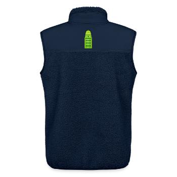 Retro Green Tower Clock - Unisex Sherpa Gilet by Stanley/Stella - navy - Back - AI Model Male 178 light (178cm)