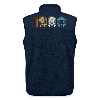 1980 Cadeau 1980 Vintage 1980 - Veste sans manches sherpa unisexe Stanley/Stella - marine - Dos - AI Model Male 178 light (178cm)