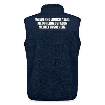 MEIN GEDULDSFADEN MELDET INSOLVENZ  - Unisex Sherpaweste von Stanley/Stella - Navy - Hinten - AI Model Male 178 light (178cm)