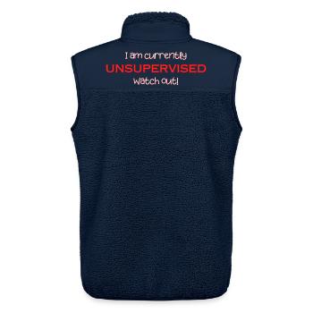 Bin derzeit unbeaufsichtigt, aufgepasst! Lustig. - Unisex Sherpaweste von Stanley/Stella - Navy - Hinten - AI Model Male 178 light (178cm)