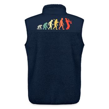 Saxophonist Evolution - Retro Saxophon Musiker - Unisex Sherpaweste von Stanley/Stella - Navy - Hinten - AI Model Male 178 light (178cm)