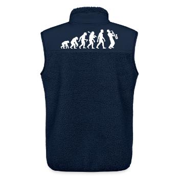 Saxophonist Evolution - Saxophone Jazz Musicians - Unisex Sherpa Gilet by Stanley/Stella - navy - Back - AI Model Male 178 light (178cm)