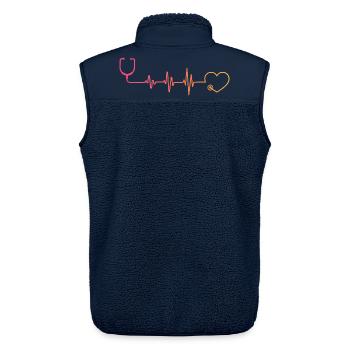 Stethoskop-Krankenschwester Sunset Herzschlag Doktor - Unisex Sherpaweste von Stanley/Stella - Navy - Hinten - AI Model Male 178 light (178cm)