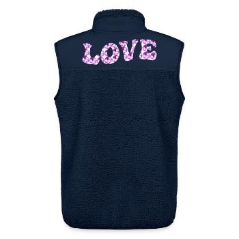 Love motif with lilac flowers - Unisex Sherpa Gilet by Stanley/Stella - navy - Back - AI Model Male 178 light (178cm)