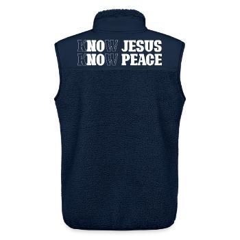 Reconnaître Jésus, trouver la paix - Veste sans manches sherpa unisexe Stanley/Stella - marine - Dos - AI Model Male 178 light (178cm)